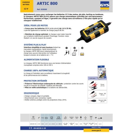 Chargeur de batterie GYS ARTIC 800 