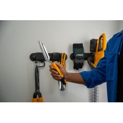 Système de rangement mural STIGA – crochets universels – organiseur pour outils de jardin