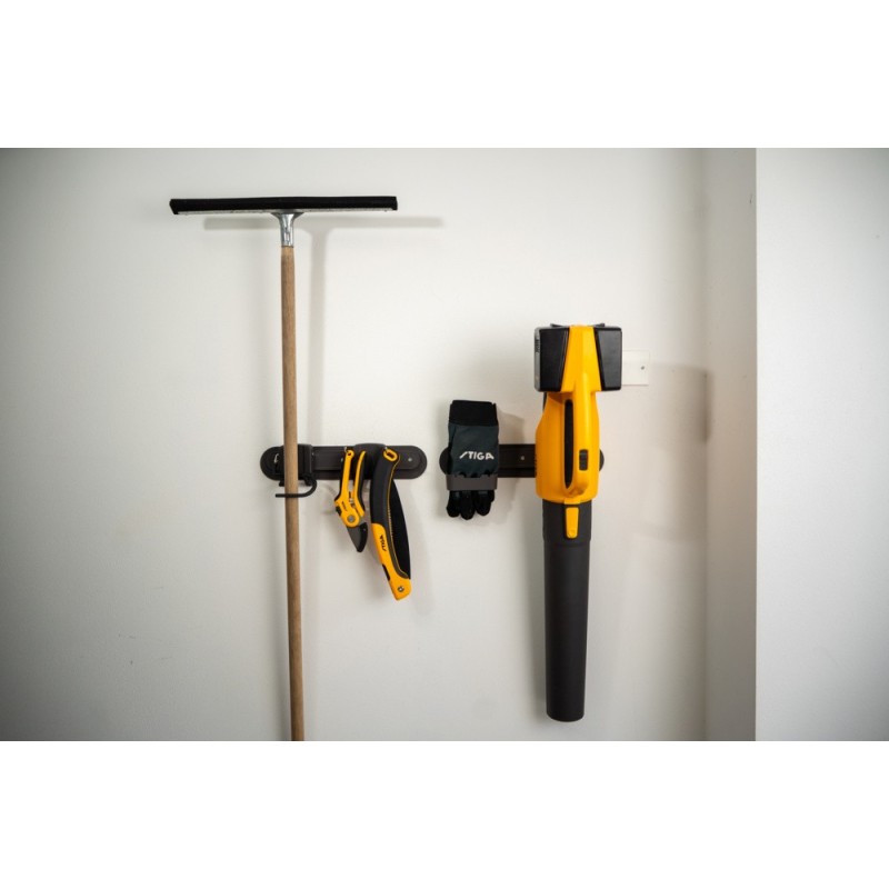 Système de rangement mural STIGA – crochets universels – organiseur pour outils de jardin