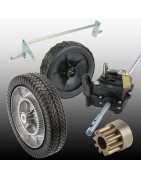 Wheels, traction, transmissions for lawnmowers